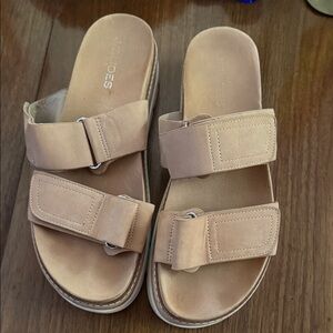 J Slides Blush/Tan Double Strap Sandals